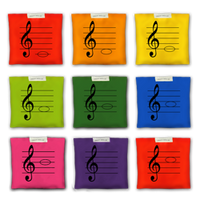 Woreczki gimnastyczne Akson ZESTAW NUTKI Z KLUCZEM WIOLINOWYM na pięciolinii