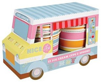 Mini lodziarnia z zestawem kubeczków i łyżeczek do lodów