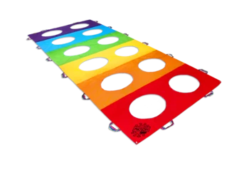 Tęczowa prostokątna chusta animacyjna z otworami