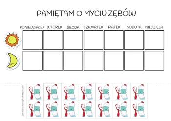 Grafik mycia zębów dla dzieci do druku
