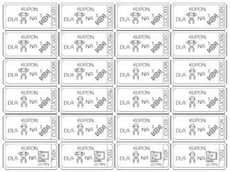 Kupony dla dzieci na słodkość i telewizję do druku