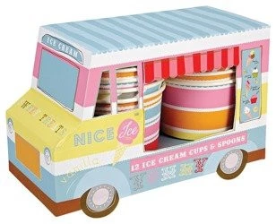 Mini lodziarnia z zestawem kubeczków i łyżeczek do lodów