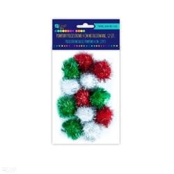 Pompony świąteczne kolory 12 sztuk średnica 4cm