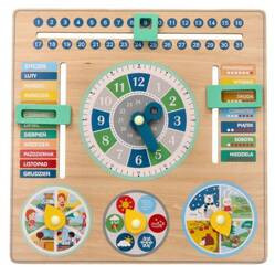 Drewniany kalendarz i zegar dla dzieci PL