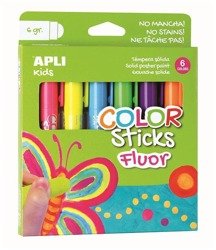 Farby w sztyfcie neonowe Apli Kids - 6 kolorów