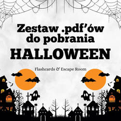 Halloweenowy zestaw materiałów .pdf do druku - flashcards & escape room