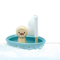 Żaglówka z morsem, zabawka do kąpieli, Plan Toys - Modern Rustic