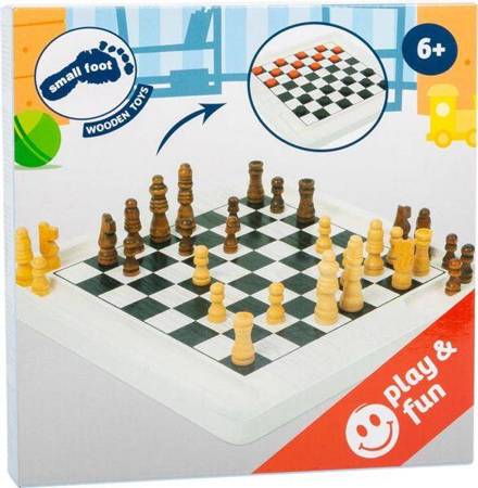 2 w 1 szachy i warcaby na drewnianej planszy 11395-Small Foot, gry dla dzieci