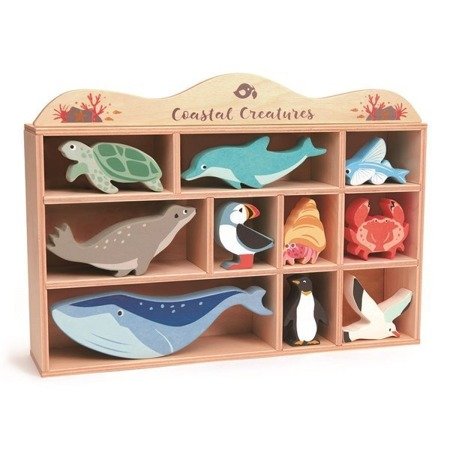 Drewniane figurki do zabawy - zwierzęta morskie, Tender Leaf Toys