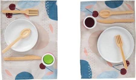 Drewniane naczynia dla dzieci Tasty z podkładkami 12245-Small Foot Design, akcesoria kuchenne dla dzieci