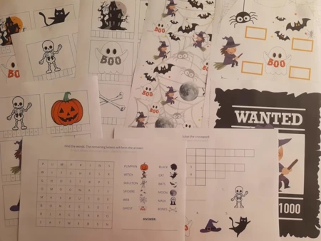 Halloweenowy zestaw materiałów .pdf do druku - flashcards & escape room