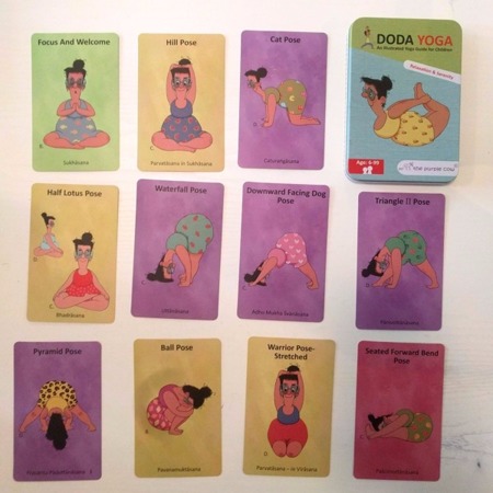 Karty Doda Yoga The Purple Cow - Joga karty z pozycjami Relaks i Spokój EN