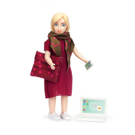 Lalka mama kobieta biznesu zestaw z akcesoriami, komputer, telefon, Lundby