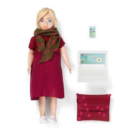 Lalka mama kobieta biznesu zestaw z akcesoriami, komputer, telefon, Lundby