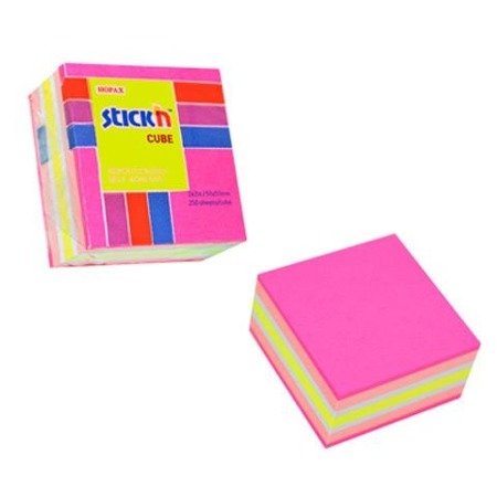 Notes Kostka 51x51mm, Różowa-Mix Neon I Pastel, 250 Kar