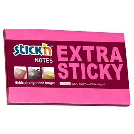 Notes Samop. Extra Sticky 76x127mm Różowy.Neon/90 Kart.