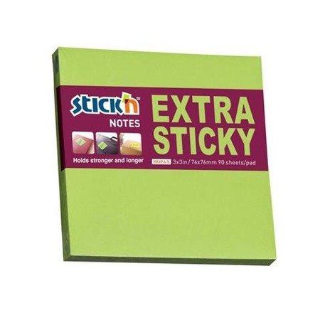 Notes Samop. Extra Sticky 76x76mm Zielony Neon/90 Kart.