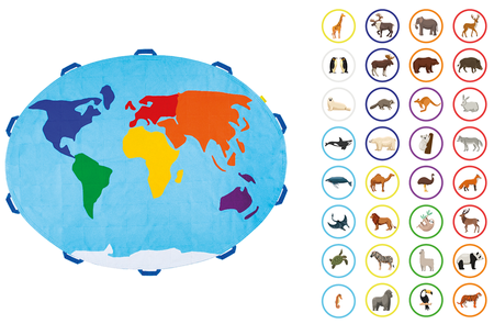 Zestaw Chusta Edukacyjna Mapa Świata Zwierzęta
