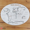 Drewniana mapa Świata kontynenty i oceany